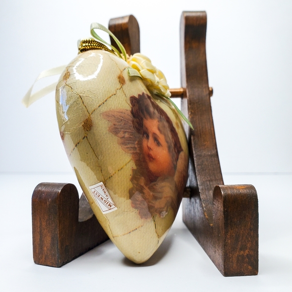 Vintage Victorian Christmas Querubin Ornament Angel Cherub Paper Mache Decoupage - Picture 4 of 12